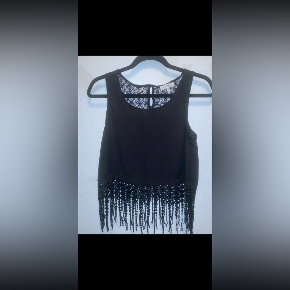 Monteau Black Sleeveless Embellished Crop Top